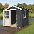 Blokhut Wels 200x200 Carbon Grey-Wit