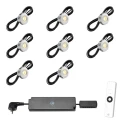 Set spots aluminium, 8 stuks Inclusief trafo, afstandsbediening en kabel van 5 meter