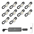 Set spots aluminium, 10 stuks Inclusief trafo, afstandsbediening en kabel van 5 meter