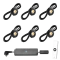 Set spots zwart, 6 stuks Inclusief trafo, afstandsbediening en kabel van 5 meter