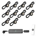 Set spots zwart, 10 stuks Inclusief trafo, afstandsbediening en kabel van 5 meter