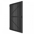 Grenen geschaafd latten deur op verstelbaar frame, verticaal, 178x99x5 cm, zwart gespoten.