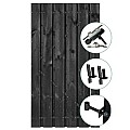 Tuindeur Privacy grenen geïmpregneerd en zwart gespoten met RVS inbouwslotset 100x195 cm