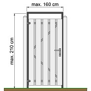 Tuindeurkozijn geschaafd naaldhout met aanslaglat, max 160 cm breed, geïmpregneerd en zwart gedompeld