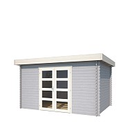 Blokhut Mikkel 380x275 Platinum Grey-Wit