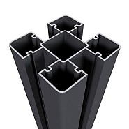 Newtechwood aluminium sleufpaal, met paalkap en paalhouder, 8x8x190 cm, zwart.