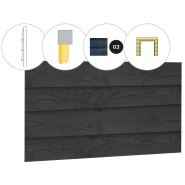 Wand B zweeds rabat enkelzijdig t.b.v. dubbele deur 228,5 x 232 cm, zwart geïmpregneerd.