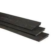 Vuren Zweeds rabat 1,1-2,7x19,5 cm, één zijde geschaafd, één zijde ruw - zwart gedompeld