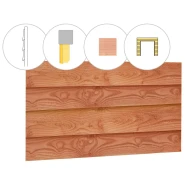 Zweeds rabat douglas enkelzijdige wand E. t.b.v. dubbele deur. 371x224 cm onbehandeld