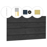 Zweeds rabat plankenset douglas bij wand B. 228.5x224 cm zwart geïmpregneerd