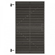 Grenen geschaafd latten deur op verstelbaar frame, horizontaal, 178x99x5 cm, zwart gespoten.