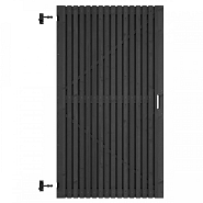 Grenen geschaafd latten deur op verstelbaar frame, verticaal, 178x99x5 cm, zwart gespoten.
