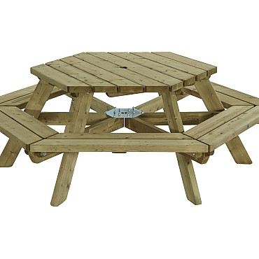 Picknicktafel zeshoek, 225cm