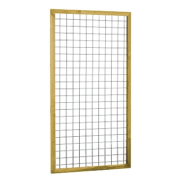 Eco gaastrellis met maas 7.5x7.5 cm, in grenen raamwerk 4.5x4.5 cm, 90x180 cm, groen geïmpregneerd