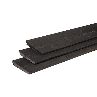 Douglas Zweeds rabat 1 zijde geschaafd. 1 zijde fijnbezaagd 1.1-2.7x19.5x300 cm zwart gedompeld
