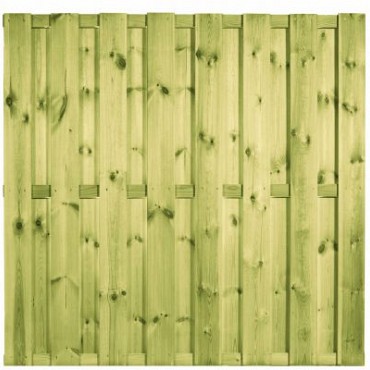 Grenen geschaafd plankenscherm 18-planks 15 mm, 180x180 cm, (15+3) geimpregneerd