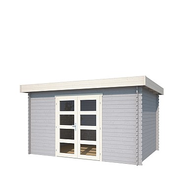 Blokhut Mikkel 380x275 Platinum Grey-Wit