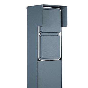 Tuinpaal - pro+ dubbel met kabeldoos, afdekkap en installatiedraad grijs