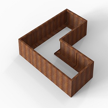 Bloembak Module+ L-vorm 90x210x210x42 cm Corten