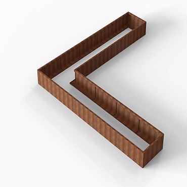Bloembak Module+ L-vorm 90x450x450x42 cm Corten