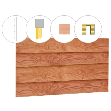 Zweeds rabat douglas enkelzijdige wand B. t.b.v. enkele deur. 228.5x224 cm onbehandeld