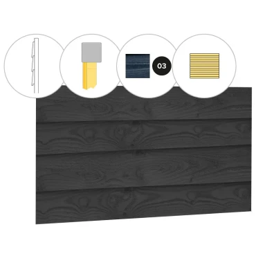 Zweeds rabat douglas enkelzijdige wand E. 371x224 cm zwart geïmpregneerd