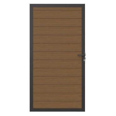 Newtechwood co-extrusie composiet deur in aluminium frame, horizontaal, 100x195 cm, teak.
