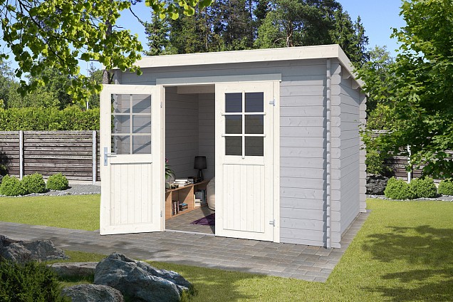 Blokhut Nadia 275x175 Platinum Grey-Wit