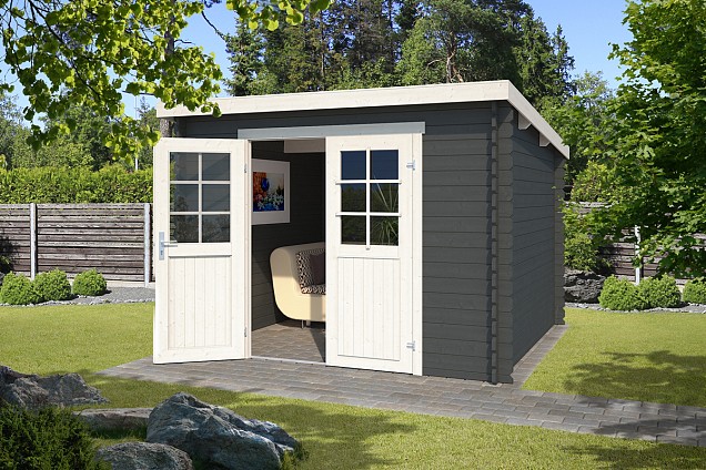 Blokhut Nadia 275x275 Carbon Grey-Wit