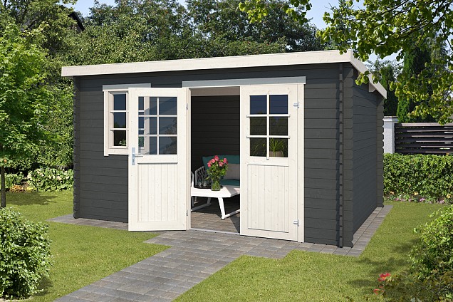 Blokhut Amira 380x275 Carbon Grey-Wit