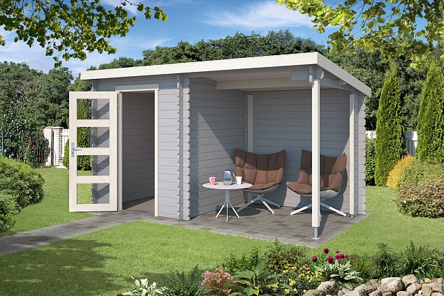 Blokhut Jelle 370x175 Platinum Grey-Wit