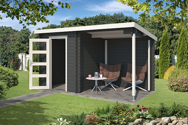 Blokhut Jelle 370x175 Carbon Grey-Wit
