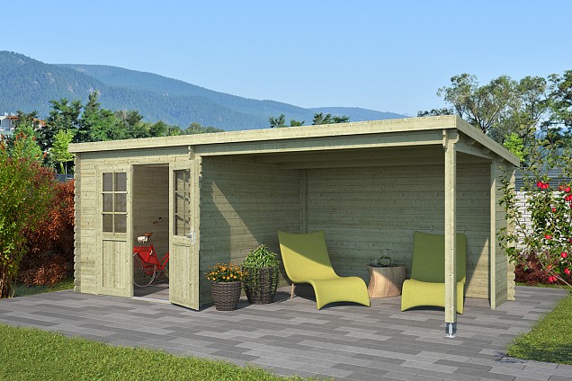 Blokhut Sunniva 570x275 Olijfgroen Geïmpregneerd