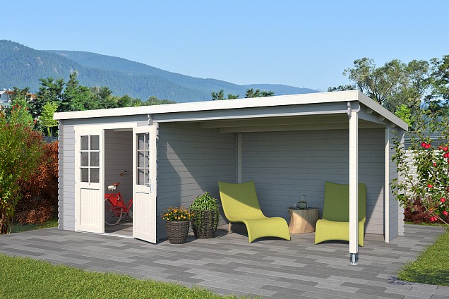 Blokhut Sunniva 570x275 Platinum Grey-Wit