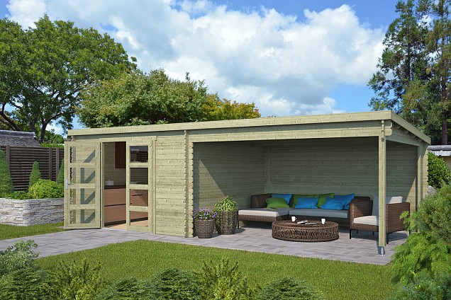 Blokhut Olenka 710x330 Olijfgroen Geïmpregneerd