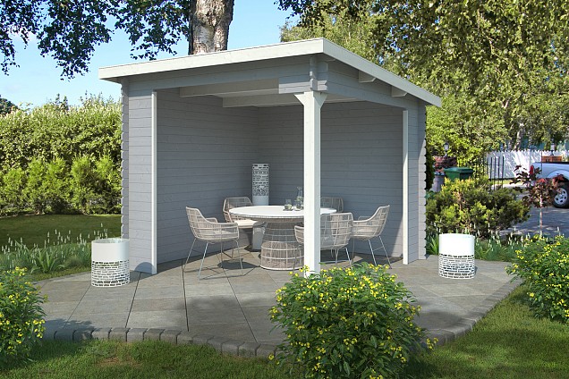 Blokhut Lara 275x275 Platinum Grey-Wit