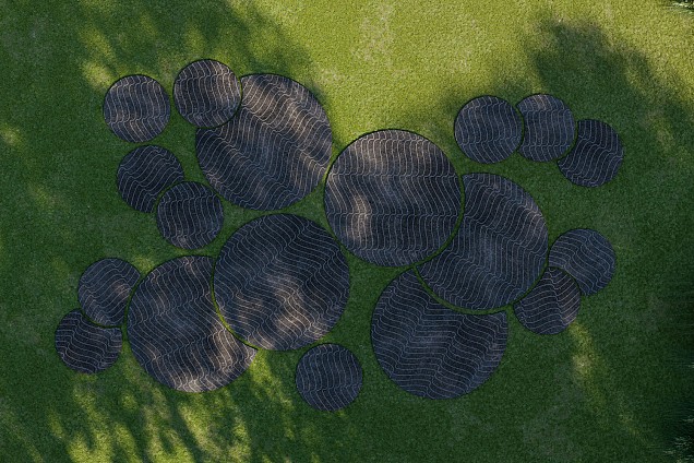 Keramische tegel TD Decor ø60 cm x 2 cm - Model C - Wave