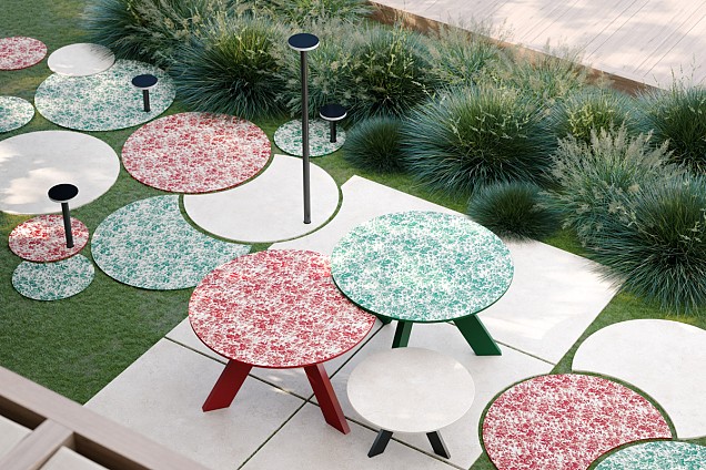 Keramische tegel TD Decor ø120 cm x 2 cm - Model B - Foliage Verde
