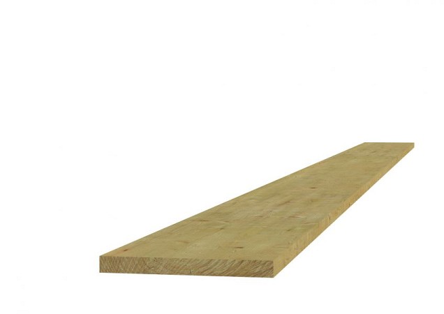 Midden-Europees vuren fijnbezaagde plank 1.9x20x180 cm, groen geïmpregneerd