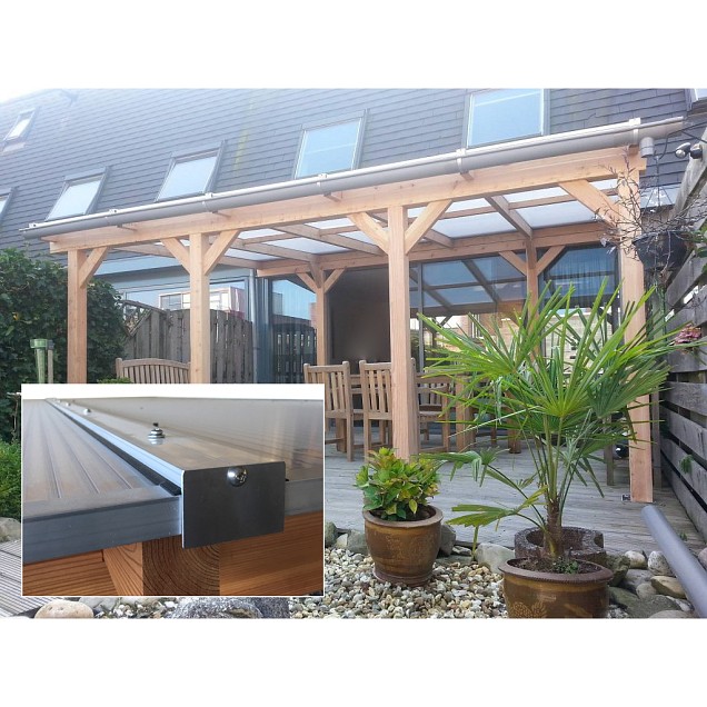 Douglas veranda DD20V - vrijstaand - 3060x2000 mm. Blank aluminium. Kleur beglazing: xxxxx