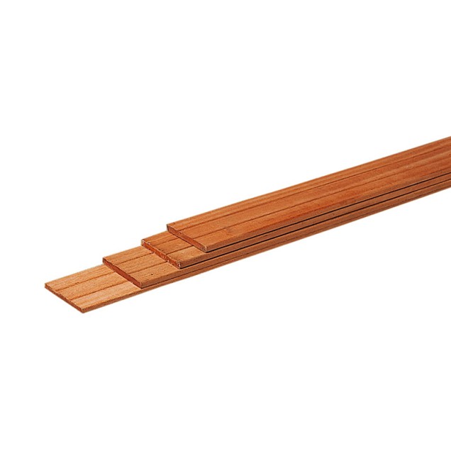 Hardhouten geschaafde plank, met V-groeven, 1.5x14.5x395 cm