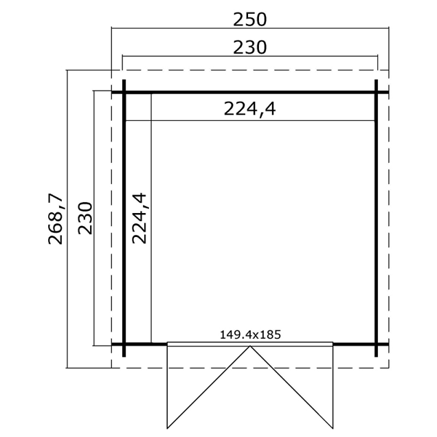 Blokhut Indi 230x230 Platinum Grey-Wit