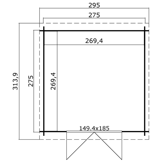 Blokhut Nadia 275x275 Platinum Grey-Wit