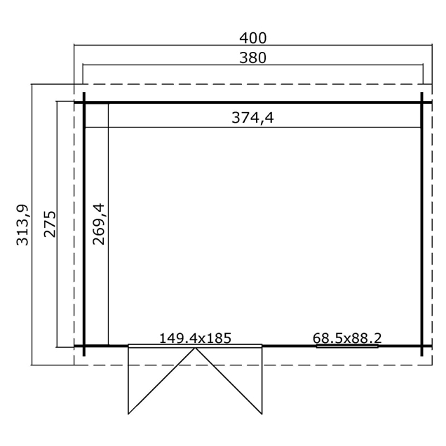 Blokhut Amira 380x275 Olijfgroen Geïmpregneerd