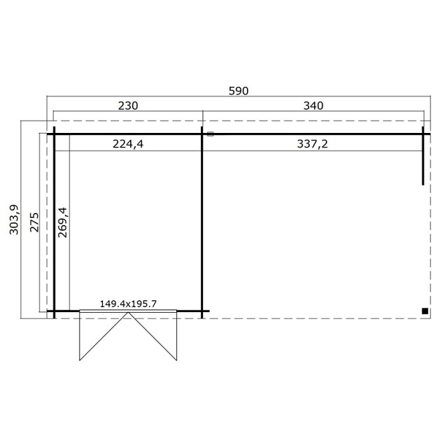 Blokhut Sunniva 570x275 Platinum Grey-Wit