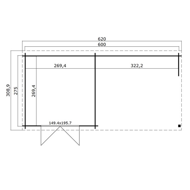 Blokhut Manuel 600x275 Carbon Grey-Wit