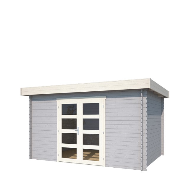 Blokhut Mikkel 380x275 Platinum Grey-Wit