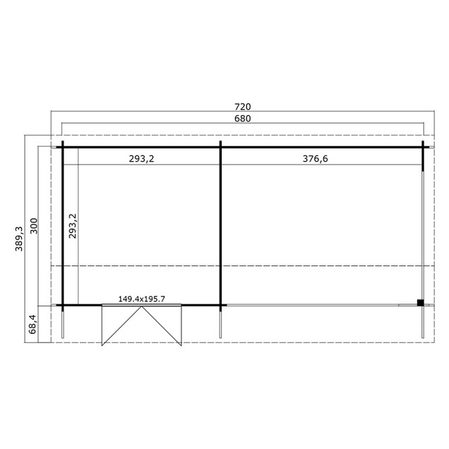 Blokhut Maribel 680x300 Carbon Grey-Wit