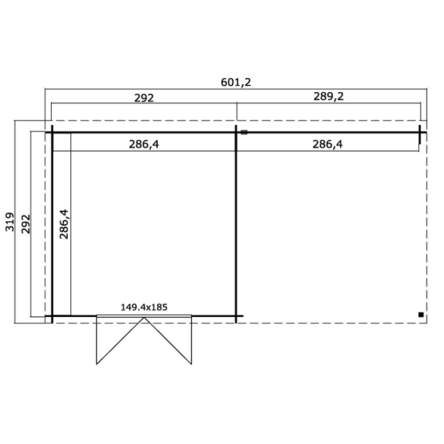 Blokhut Orlando 581x292 Carbon Grey-Wit