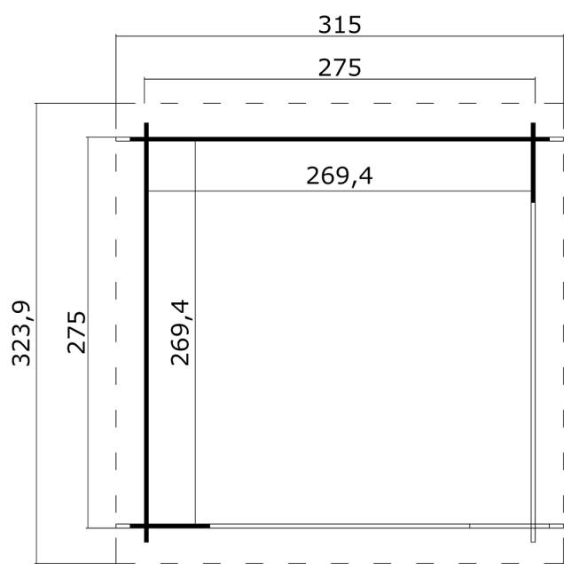 Blokhut Lara 275x275 Platinum Grey-Wit